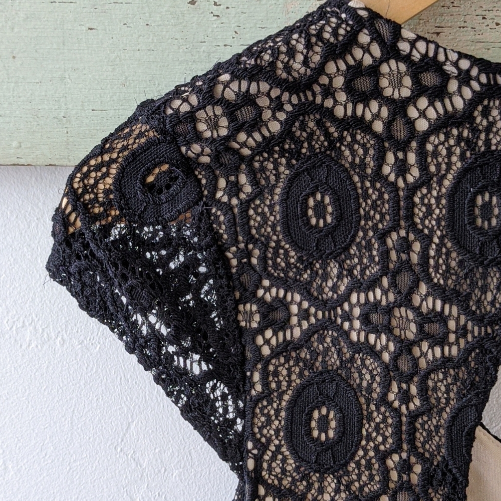TRIXXI I Open-Backed Stretchy Black Lace A-Line Mini Dress, S - Picture 10 of 16